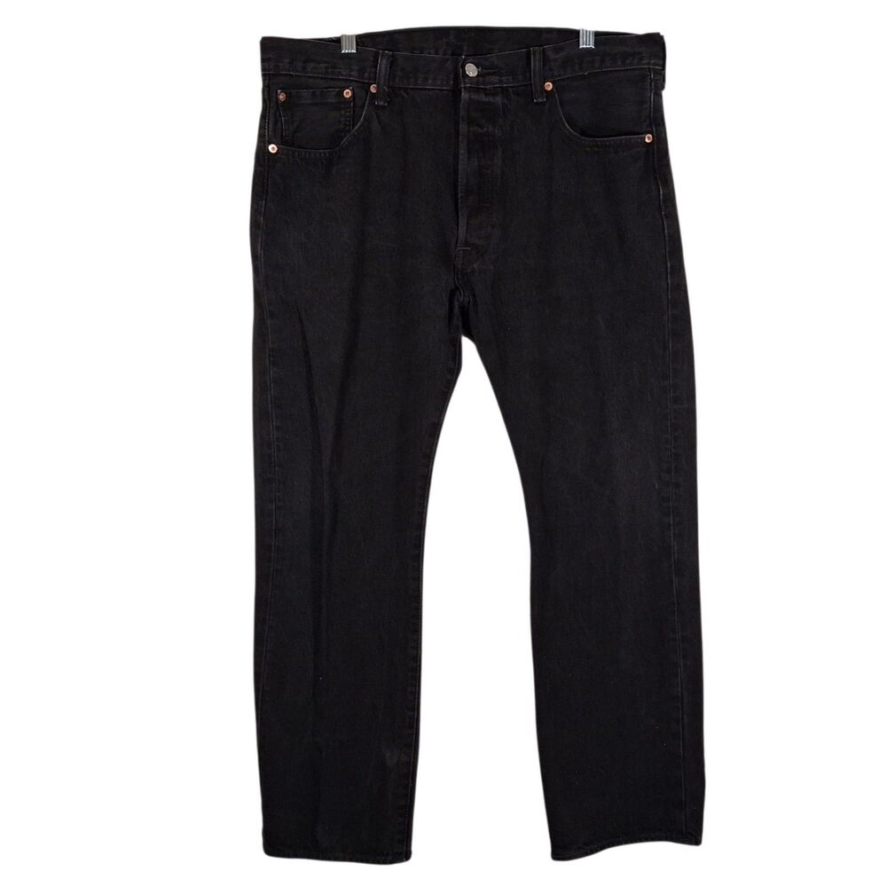 Levi's 501 jeans mens 38x30 black denim straight leg button fly cotton Strauss
